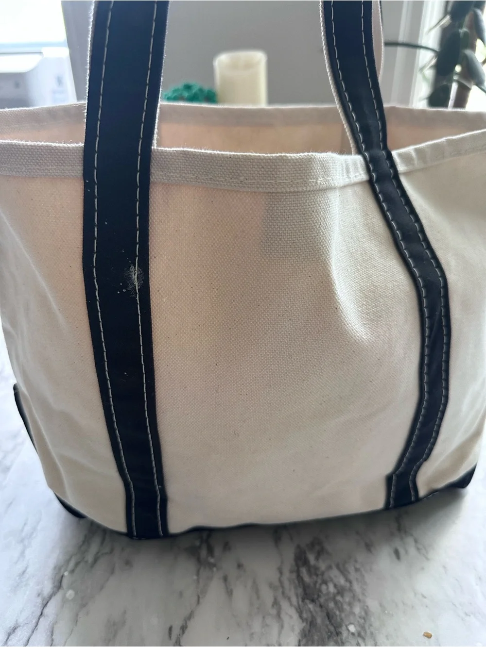 LL Bean Boat and Tote New York Culinary Experience Canvas Tote - Cream & Navy